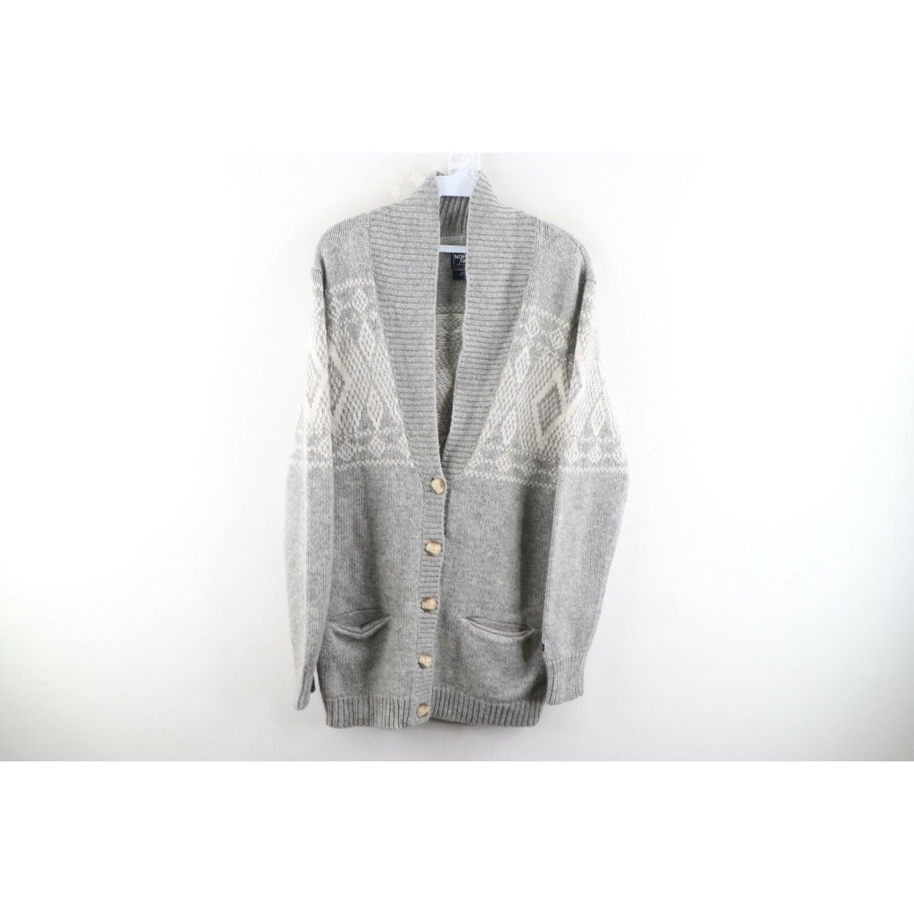 The North Face Womens Size Small Wool Blend Jacquardigan Cardigan Sweater Gray